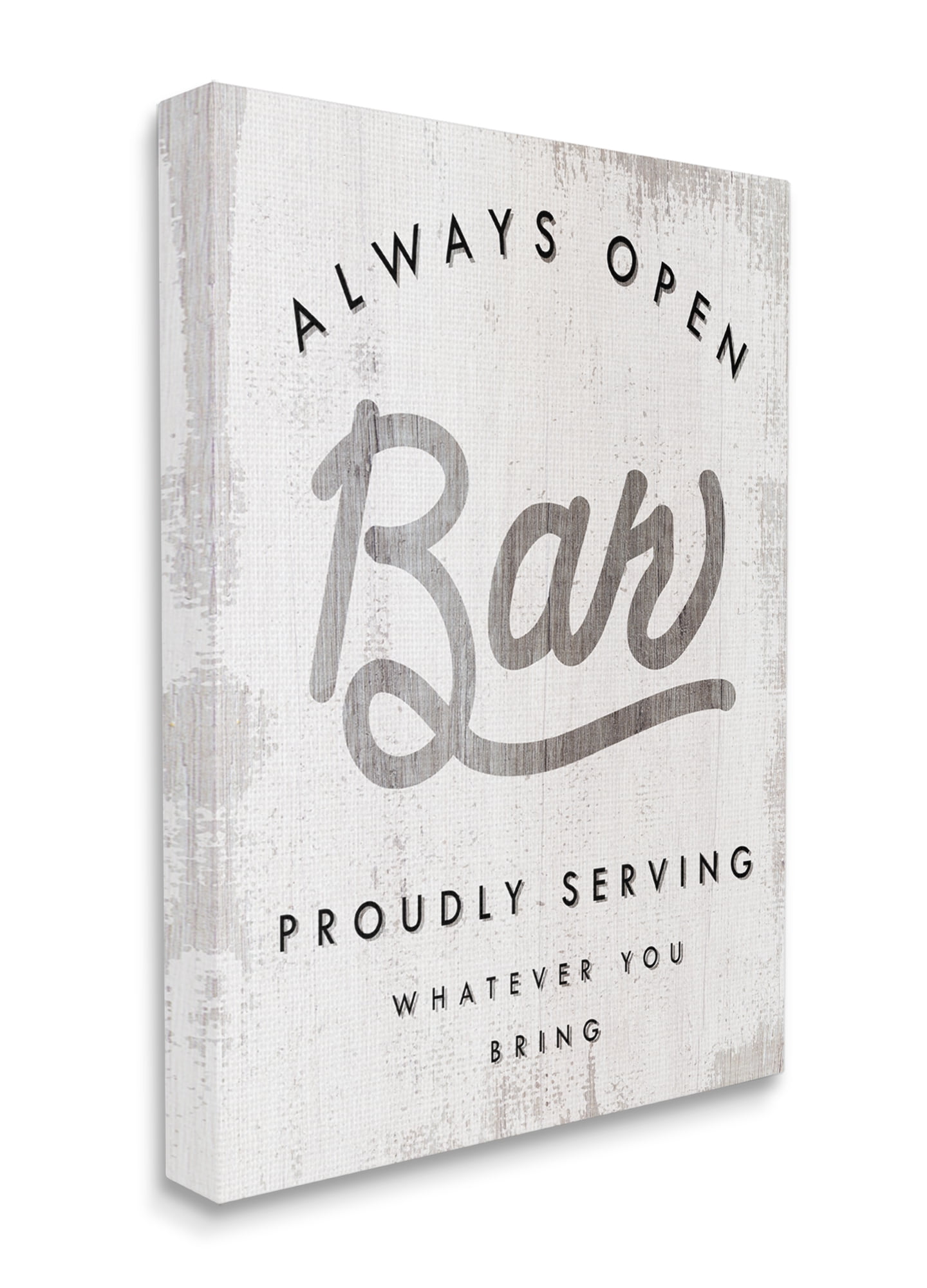 Stupell Industries Always Open BYOB Bar Sign Funny Drinking Phrase Canvas Wall Art, 16 x 20, Design by Daphne Polselli