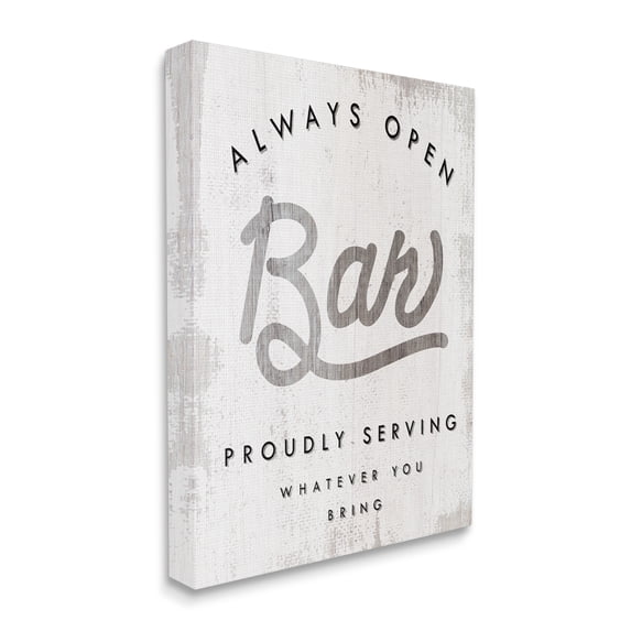 Stupell Industries Always Open BYOB Bar Sign Funny Drinking Phrase Canvas Wall Art, 24 x 30, Design by Daphne Polselli