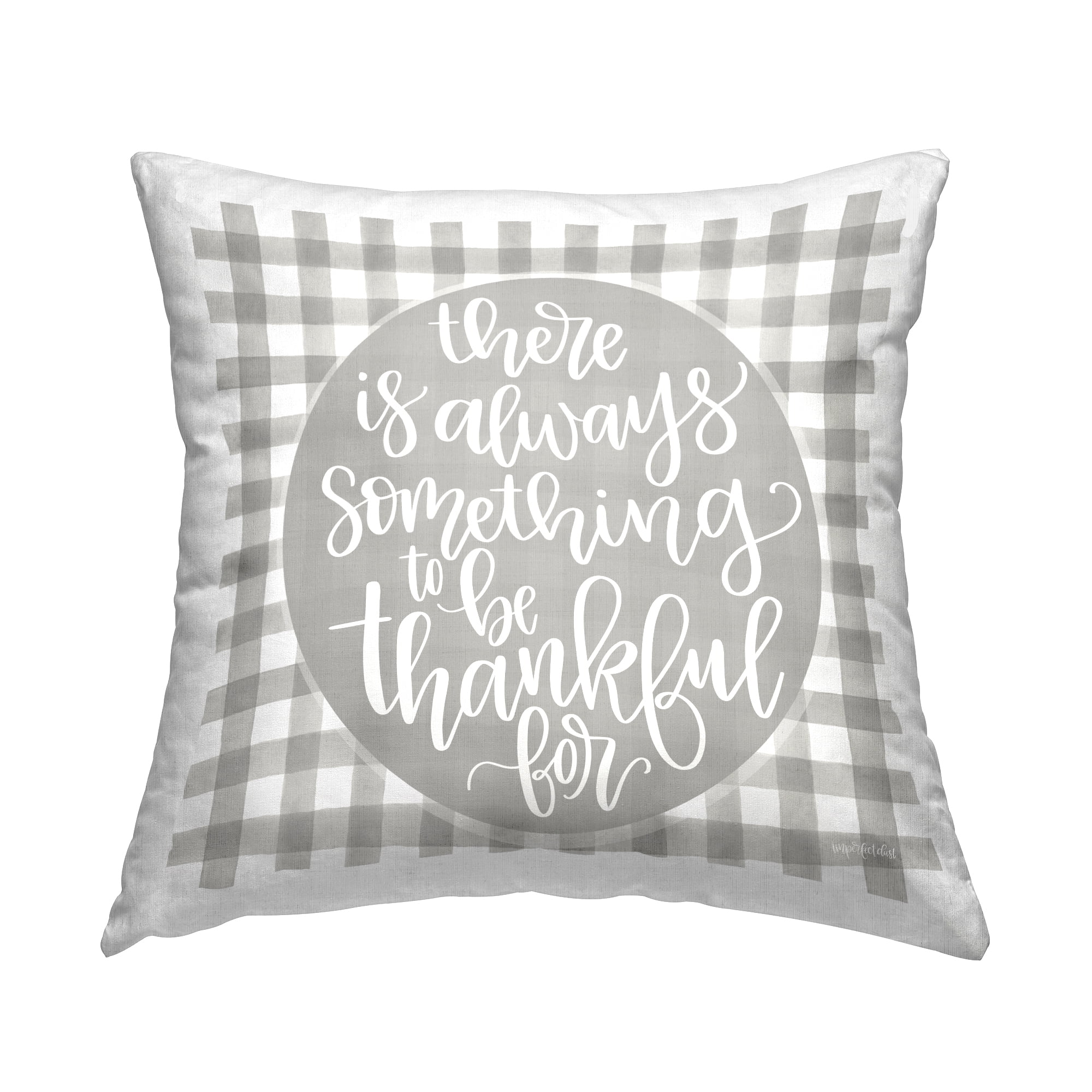Stupell Industries Always Something Thankful For Phrase Grey Plaid Farmhouse Grey,18 x 7 x 18 Decorative Pillows