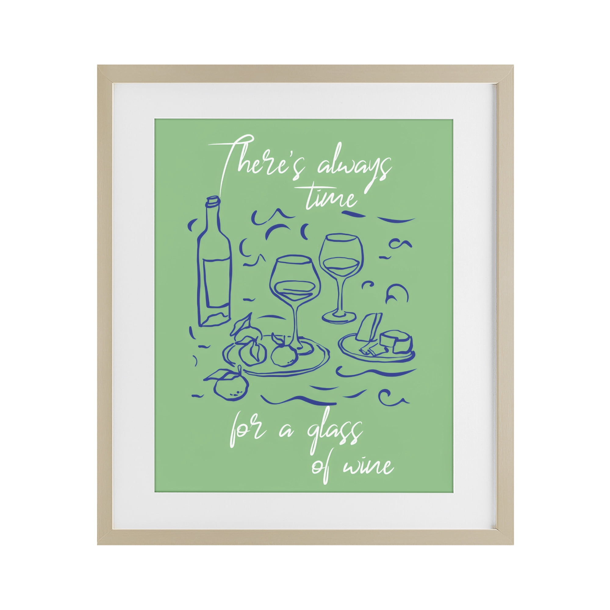 Stupell Industries Always Time For Glass Of Wine Birch Framed Print Under Glass, design by The Prints Vibe