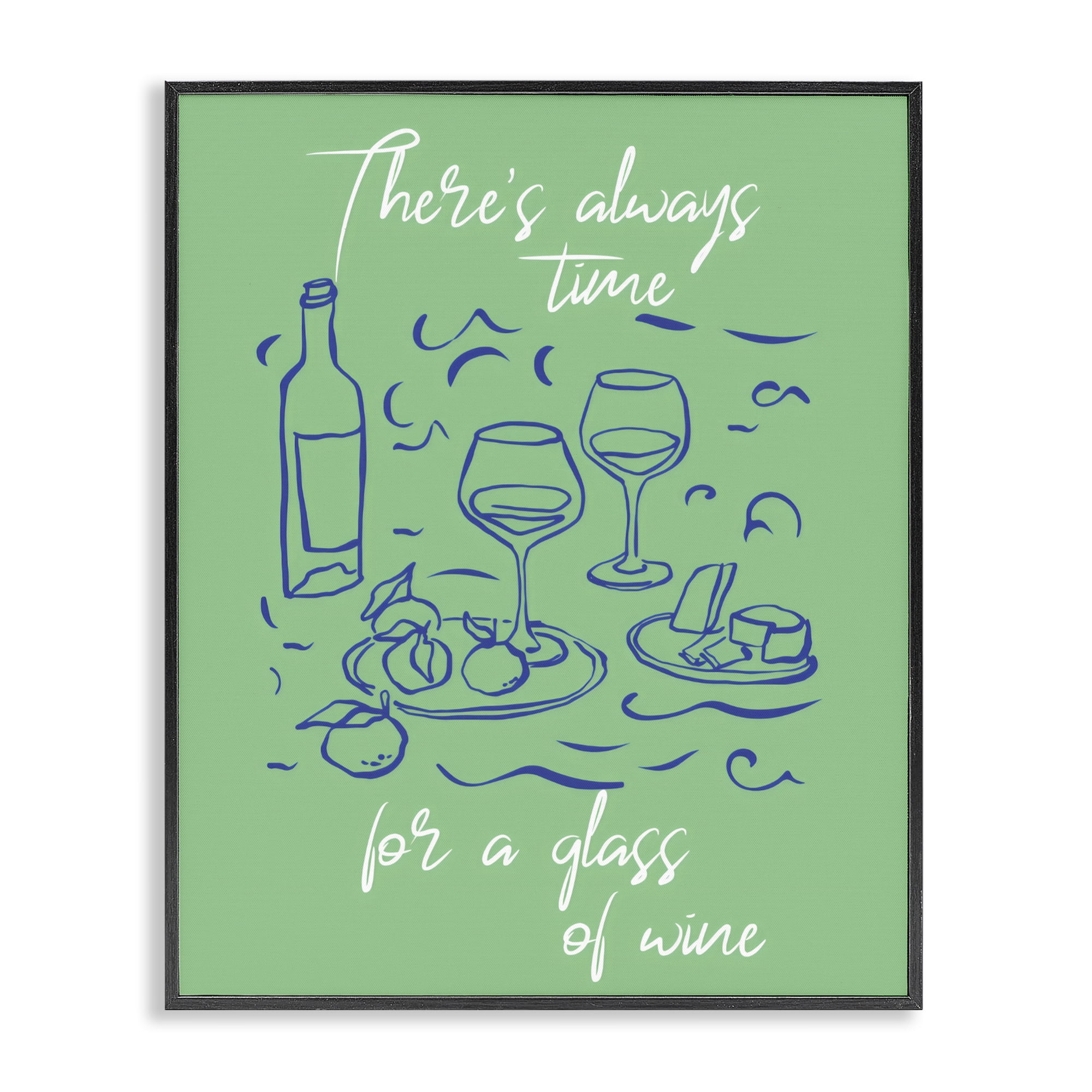 Stupell Industries Always Time For Glass Of Wine Black Framed Giclee Art, design by The Prints Vibe