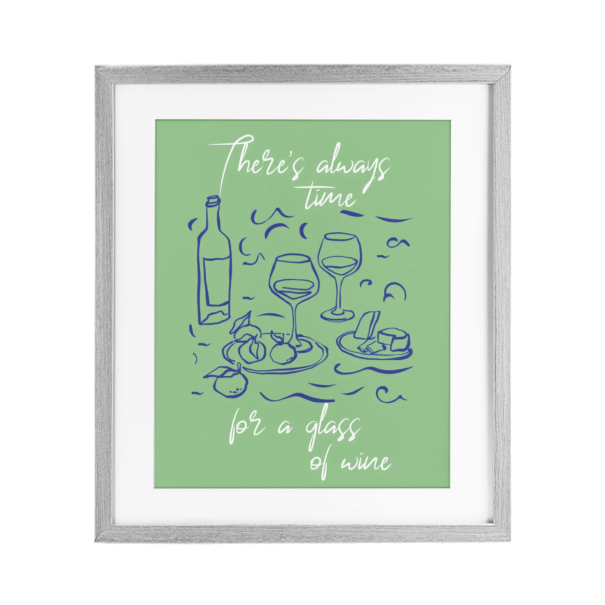 Stupell Industries Always Time For Glass Of Wine Gray Framed Print Under Glass, design by The Prints Vibe