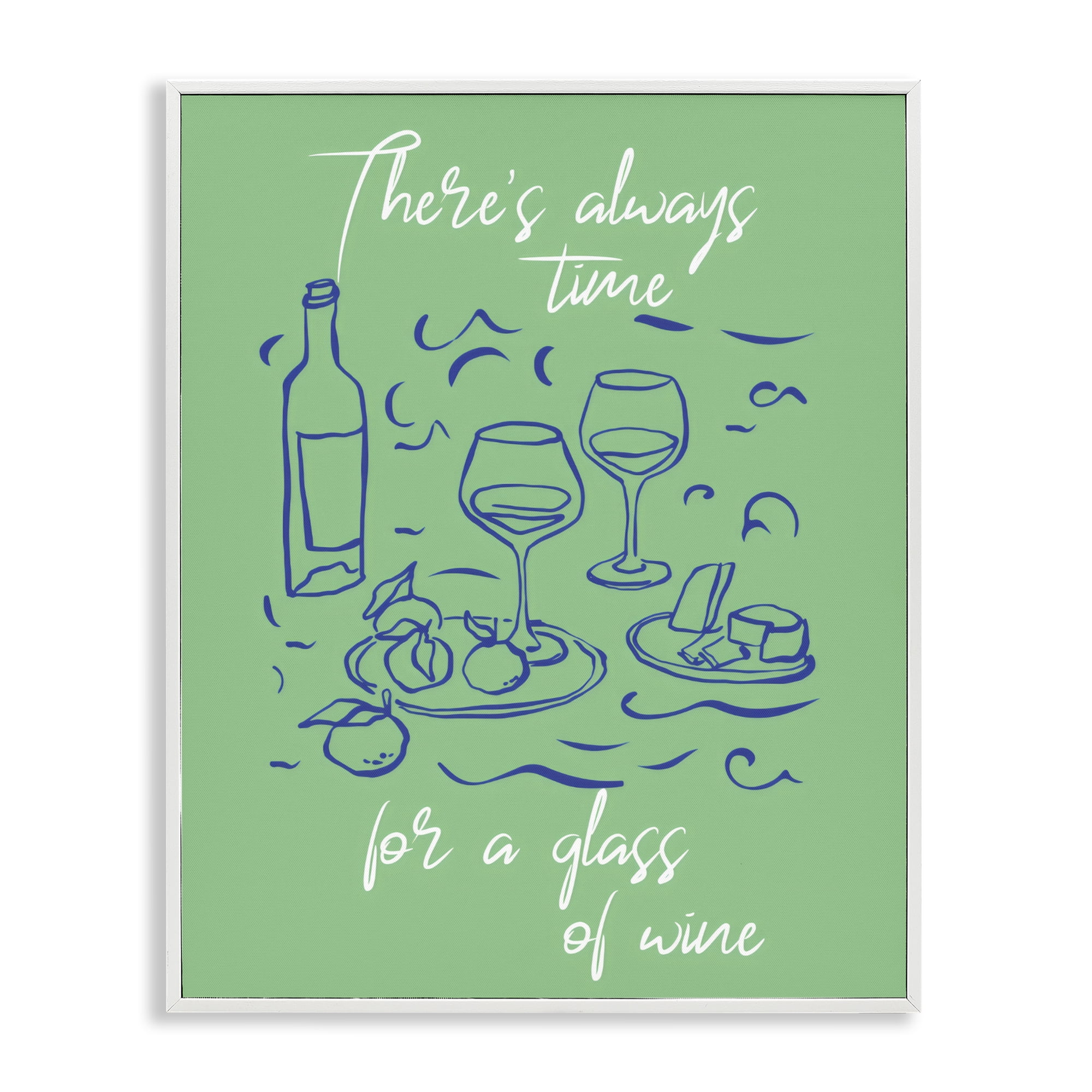 Stupell Industries Always Time For Glass Of Wine White Framed Giclee Art, design by The Prints Vibe