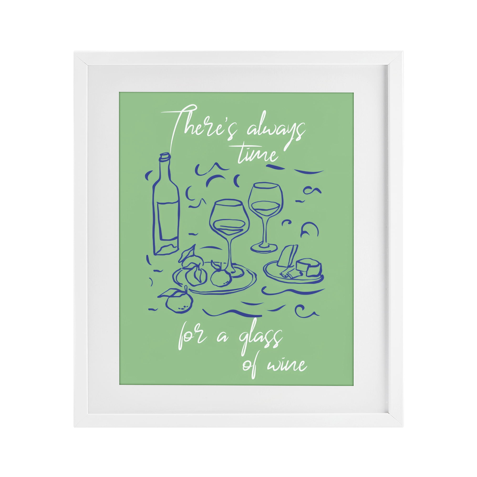 Stupell Industries Always Time For Glass Of Wine White Framed Print Under Glass, design by The Prints Vibe