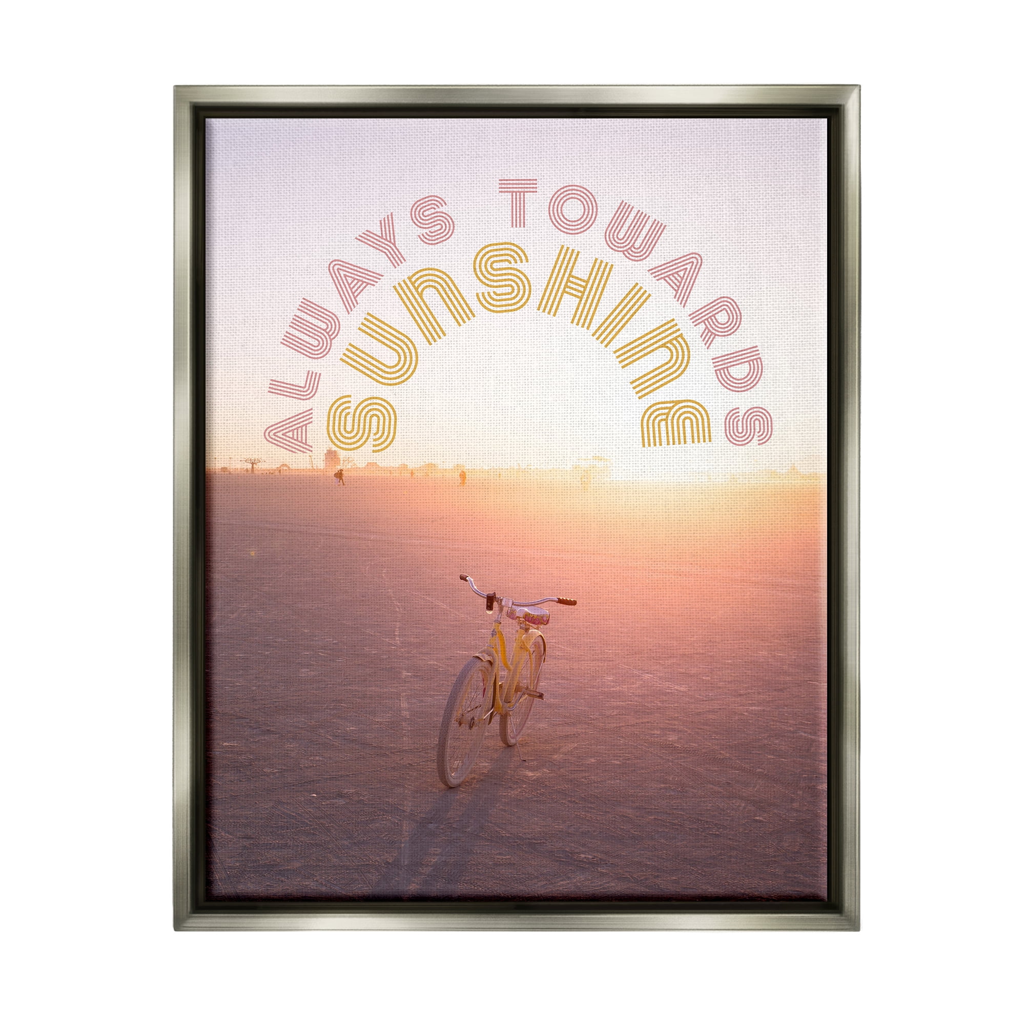 Stupell Industries Always Towards Sunshine Phrase Transportation Painting Gray Floater Framed Art Print Wall Art, 25 x 31
