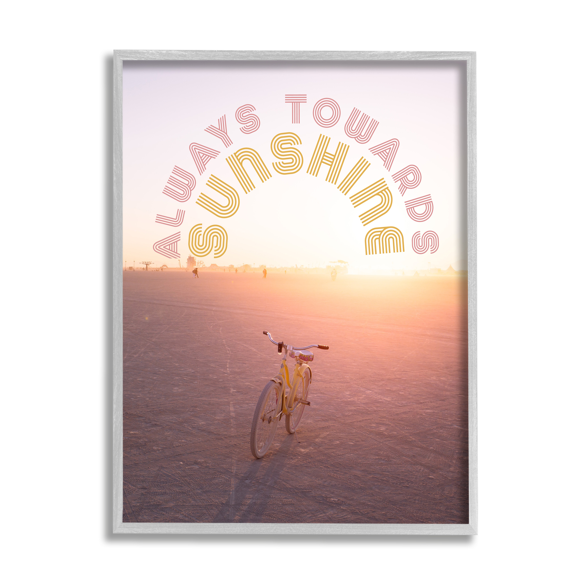 Stupell Industries Always Towards Sunshine Phrase Transportation Painting Gray Framed Art Print Wall Art, 16 x 20