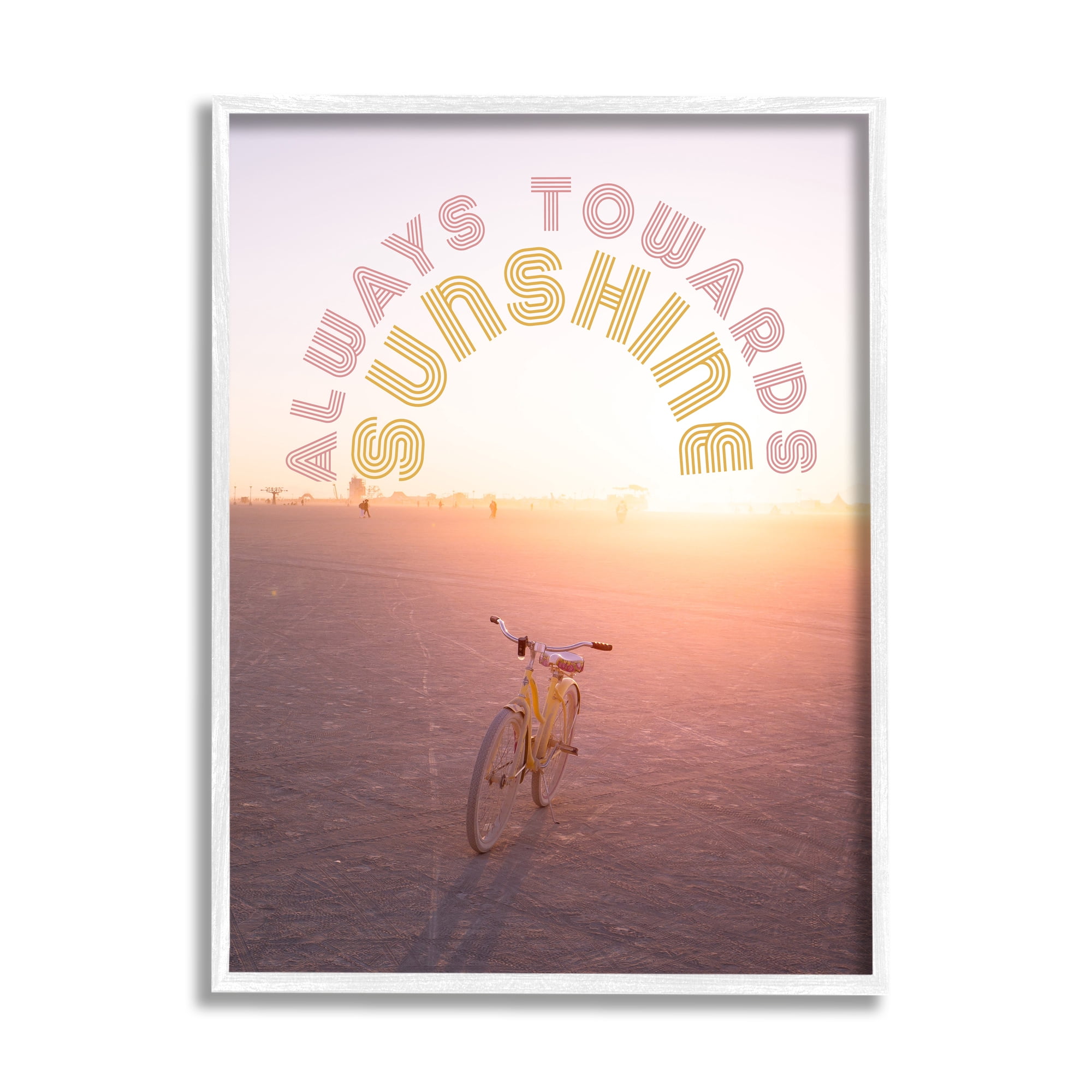 Stupell Industries Always Towards Sunshine Phrase Transportation Painting White Framed Art Print Wall Art, 11 x 14