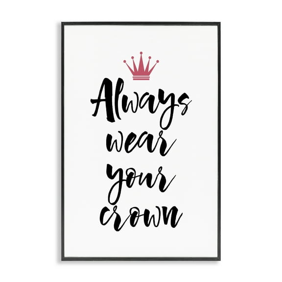 Stupell Industries Always Wear Your Crown Text & Numbers Painting Black Framed Art Print Wall Art, 12 x 18