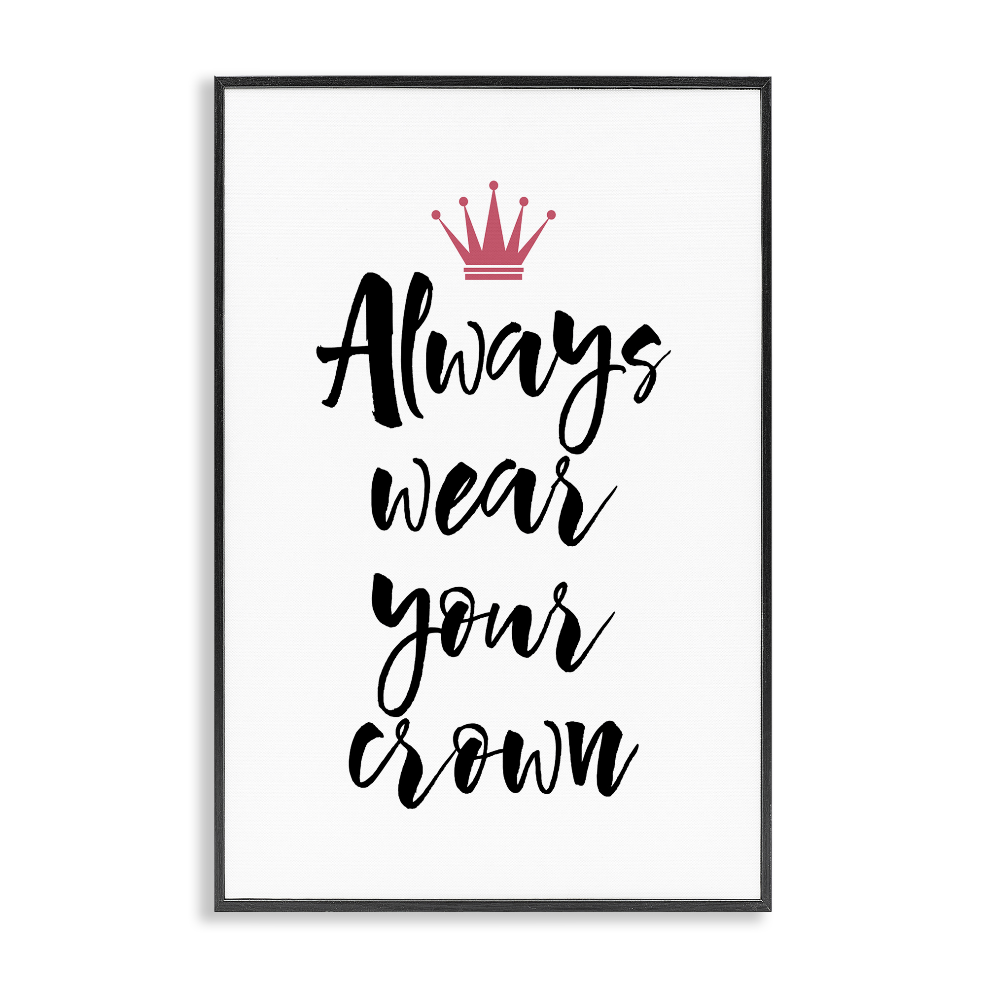 Stupell Industries Always Wear Your Crown Text & Numbers Painting Black Framed Art Print Wall Art, 20 x 30