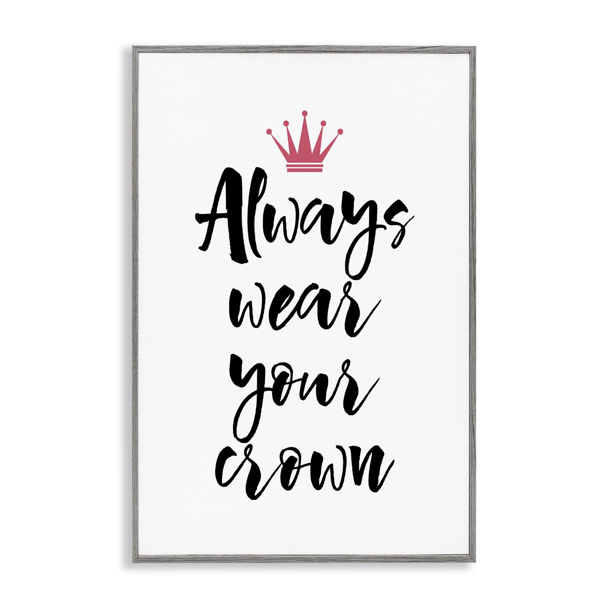 Stupell Industries Always Wear Your Crown Text & Numbers Painting Gray Framed Art Print Wall Art, 16 x 24