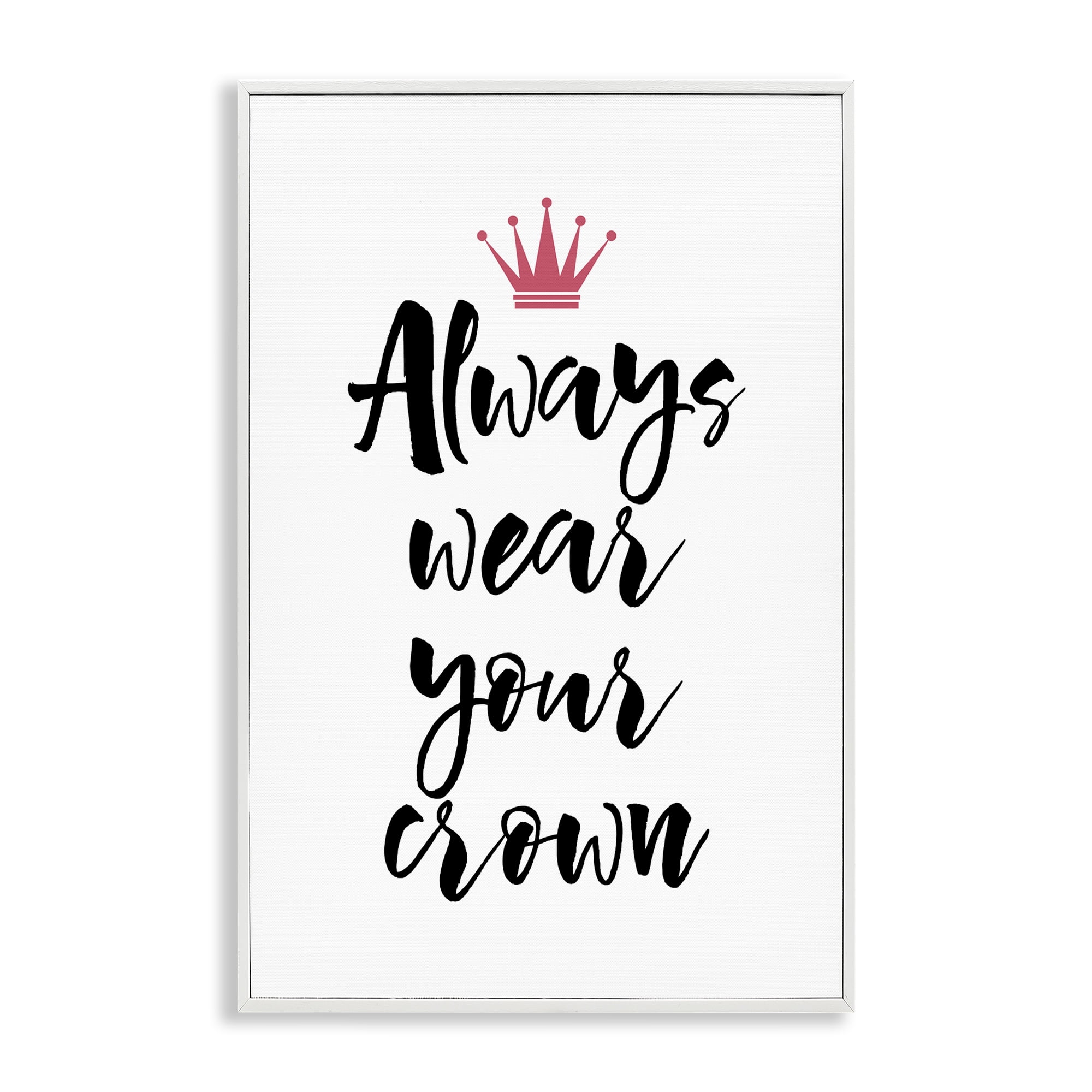 Stupell Industries Always Wear Your Crown Text & Numbers Painting White Framed Art Print Wall Art, 16 x 24