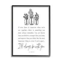 Stupell Industries Always With You Emotional Quote Floral Jar Bouquets Graphic Art Black Framed Art Print Wall Art, Design by Lettered and Lined