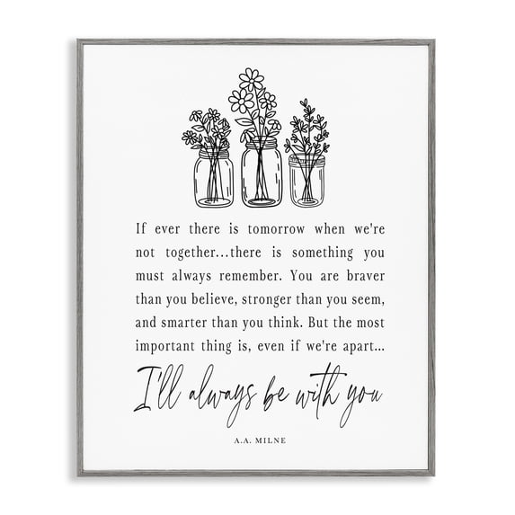 Stupell Industries Shabby Chic Always With You Emotional Quote Floral Jar Bouquets Gray Framed Giclee Art, 16 x 20, by Lettered and Lined