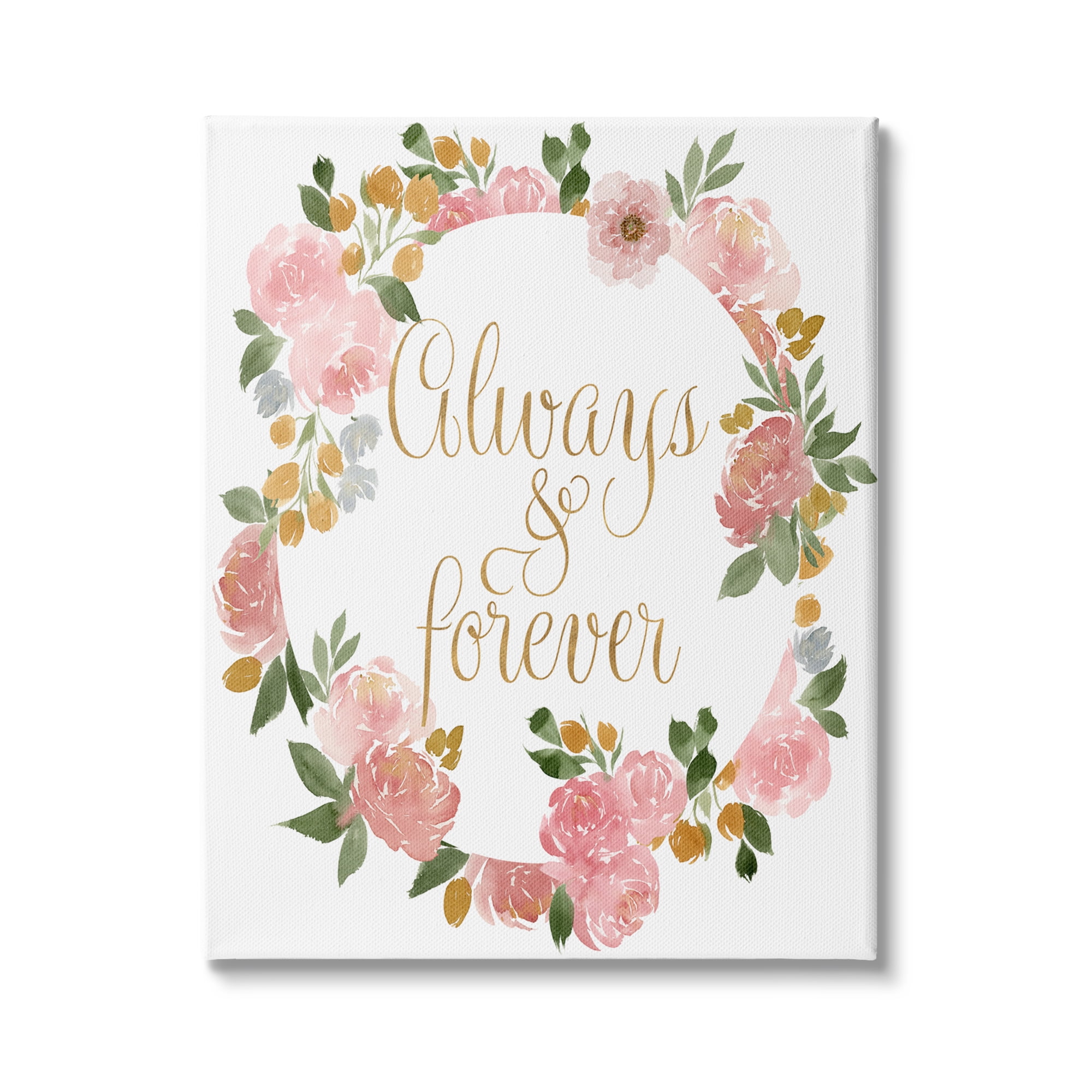 Stupell Industries Always and Forever Love Motivational Pink Rose Wreath, 36 x 48, Design by Lucille Price