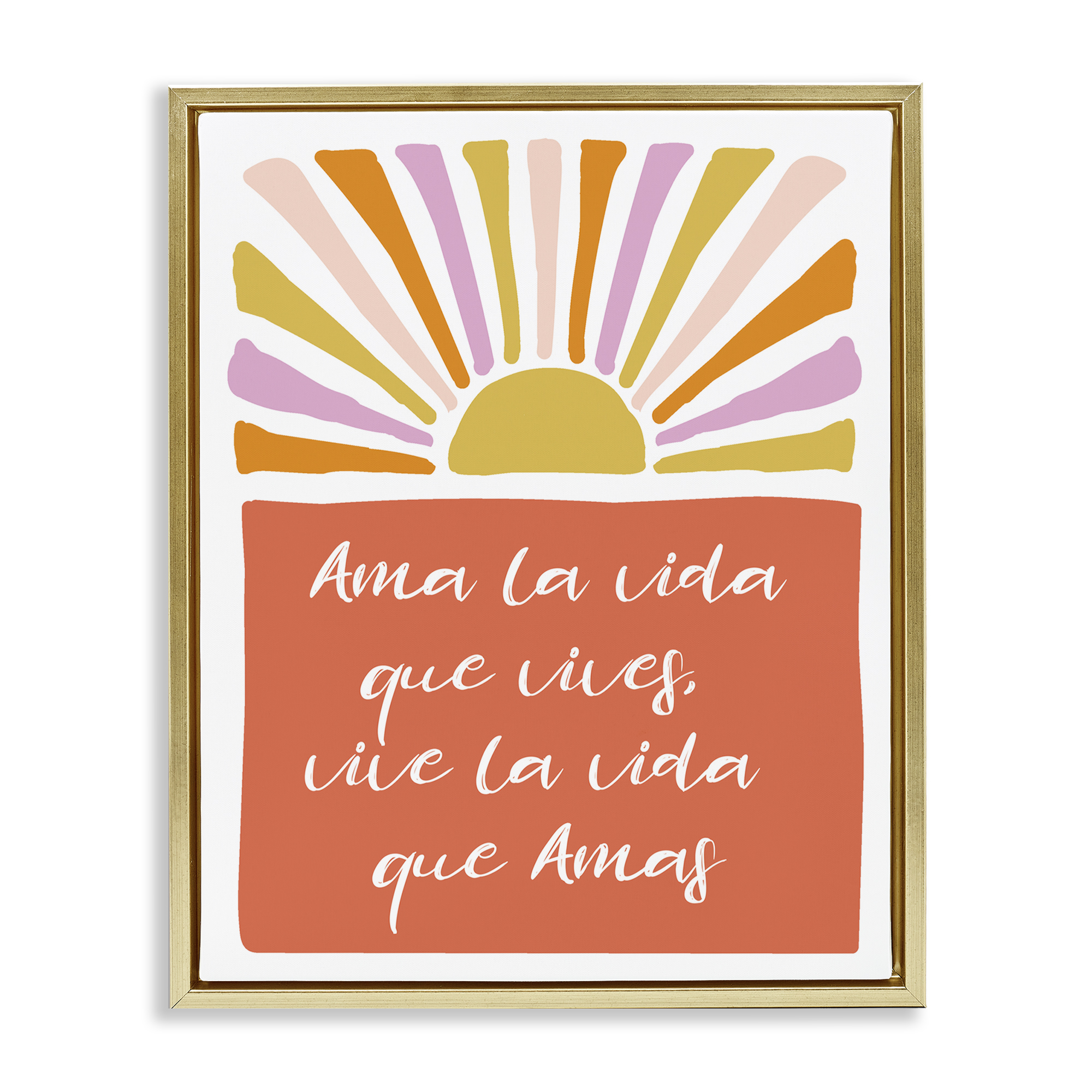 Stupell Industries Ama la Vida que Vives Inspirational Quotes & Sayings Painting Gold Floater Framed Art Print Wall Art, 17 x 21