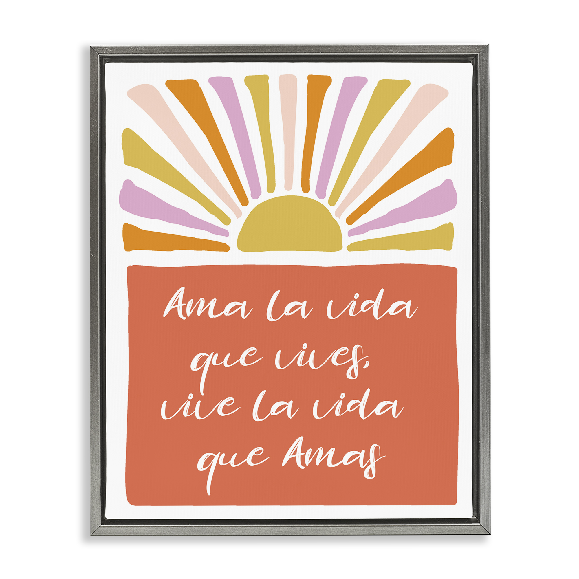 Stupell Industries Ama la Vida que Vives Inspirational Quotes & Sayings Painting Gray Floater Framed Art Print Wall Art, 17 x 21