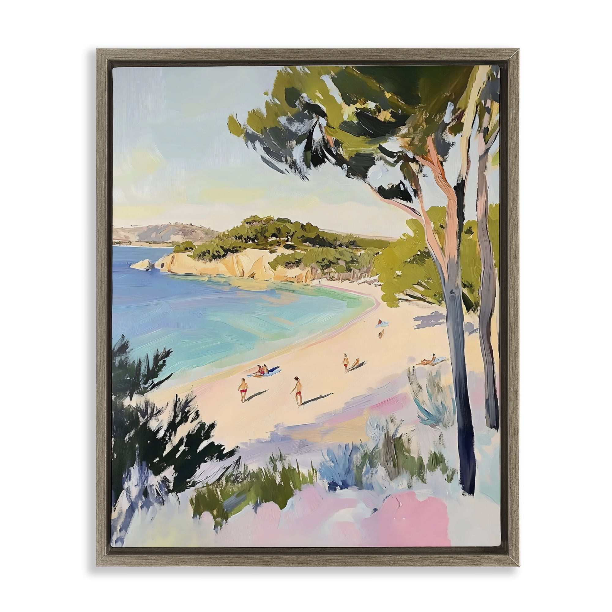 Stupell Industries Amalfi Coast Beach Escape Brown Framed Floater Canvas Wall Art, design by The Prints Vibe