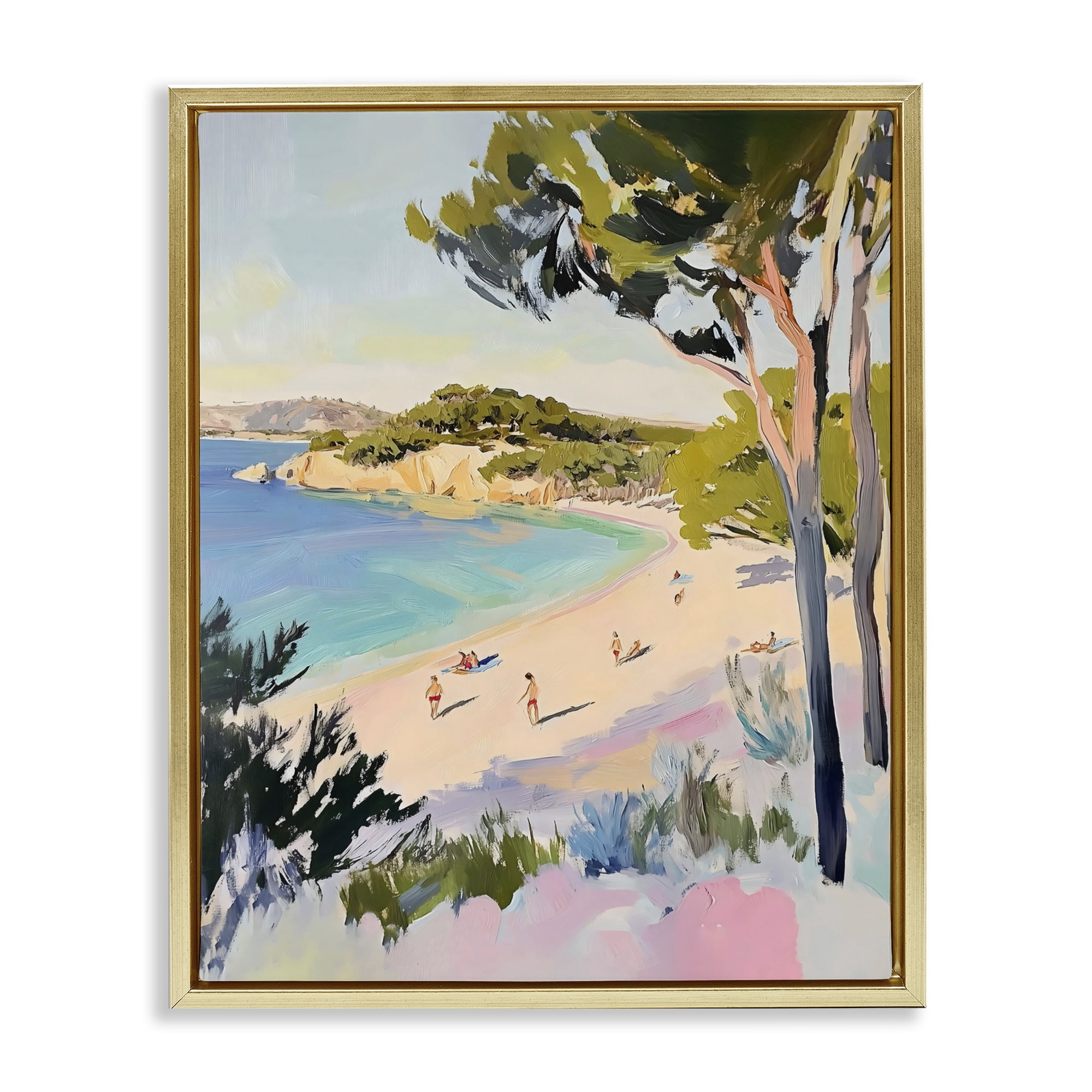 Stupell Industries Amalfi Coast Beach Escape Gold Framed Floater Canvas Wall Art, design by The Prints Vibe