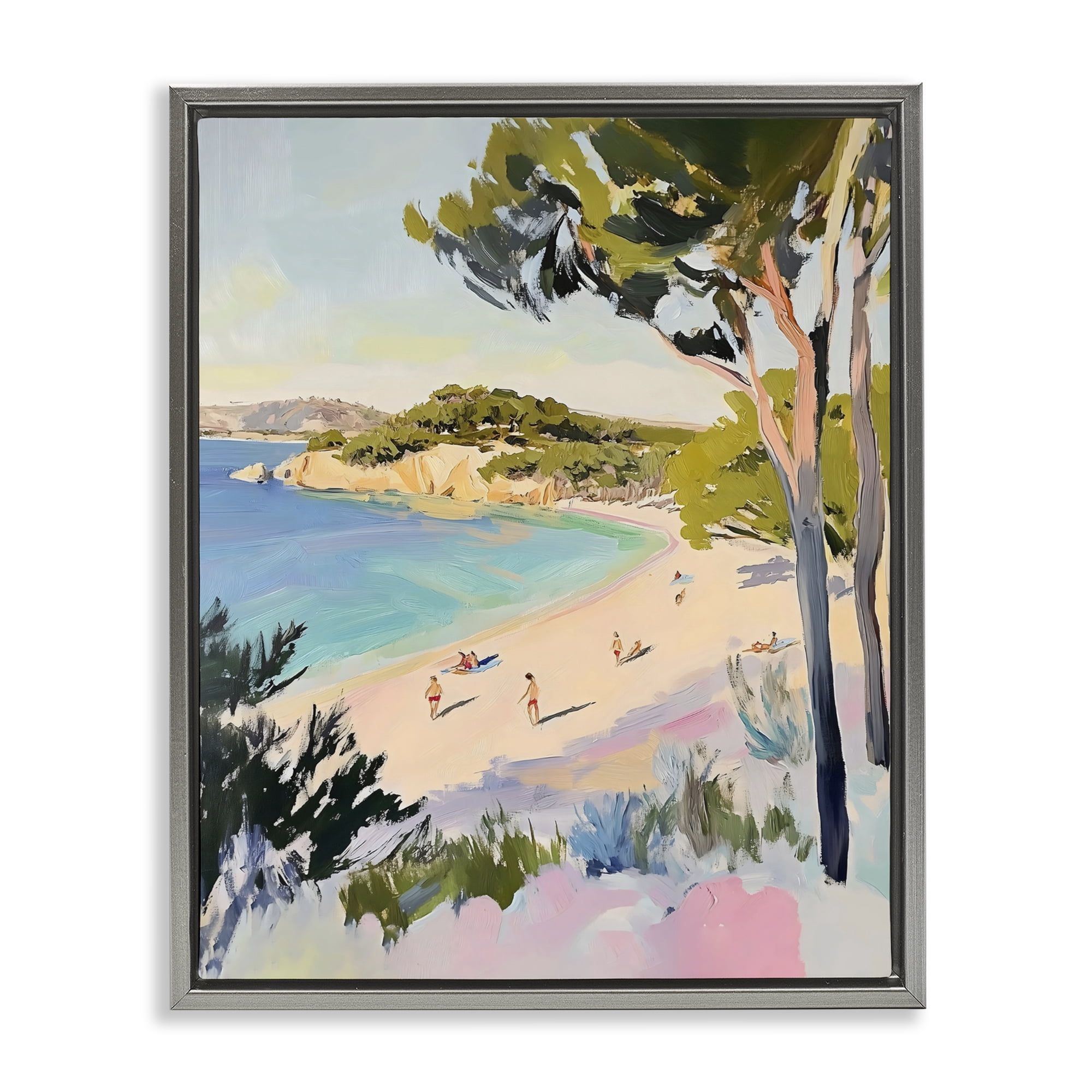 Stupell Industries Amalfi Coast Beach Escape Gray Framed Floater Canvas Wall Art, design by The Prints Vibe
