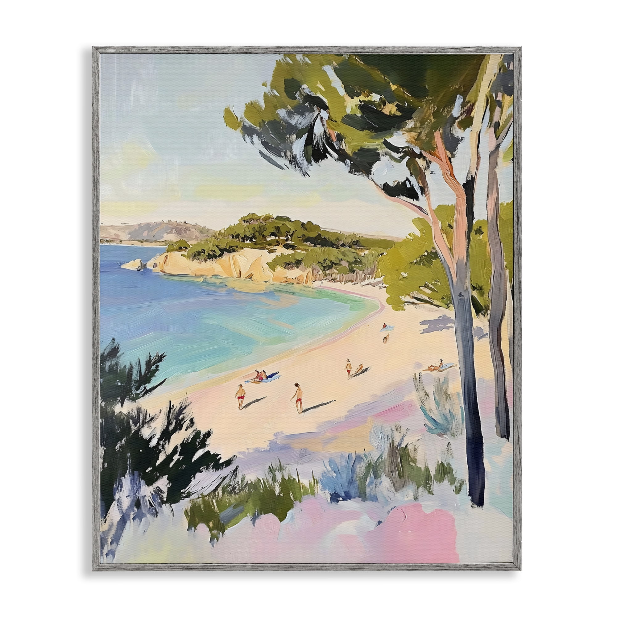 Stupell Industries Amalfi Coast Beach Escape Gray Framed Giclee Art, design by The Prints Vibe
