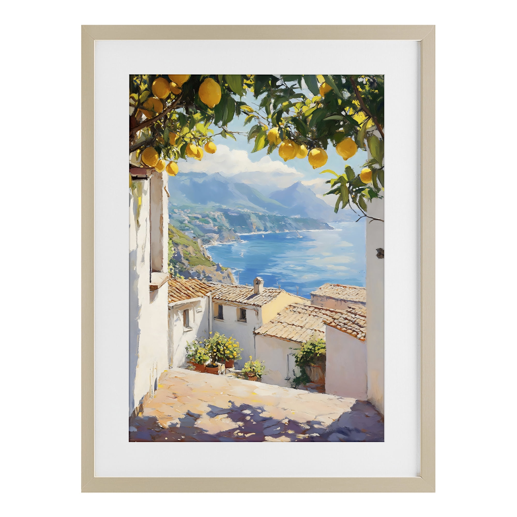 Stupell Industries Amalfi Coast Lemon Overhang Birch Framed Print Under Glass, design by LSR Design Studio