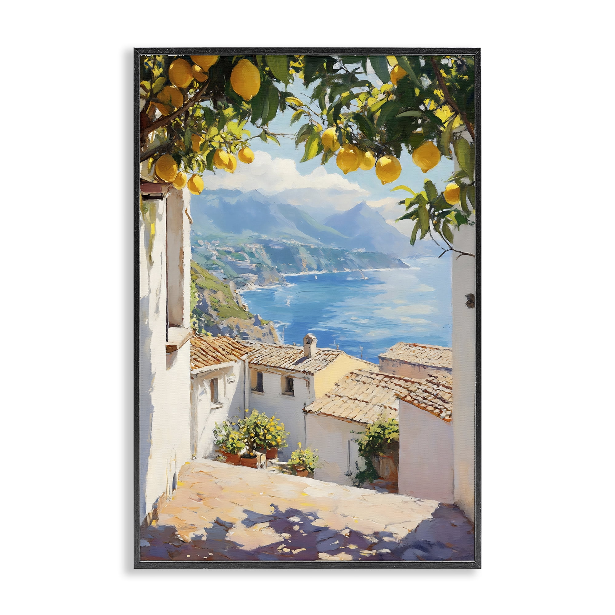 Stupell Industries Amalfi Coast Lemon Overhang Black Framed Giclee Art, design by LSR Design Studio