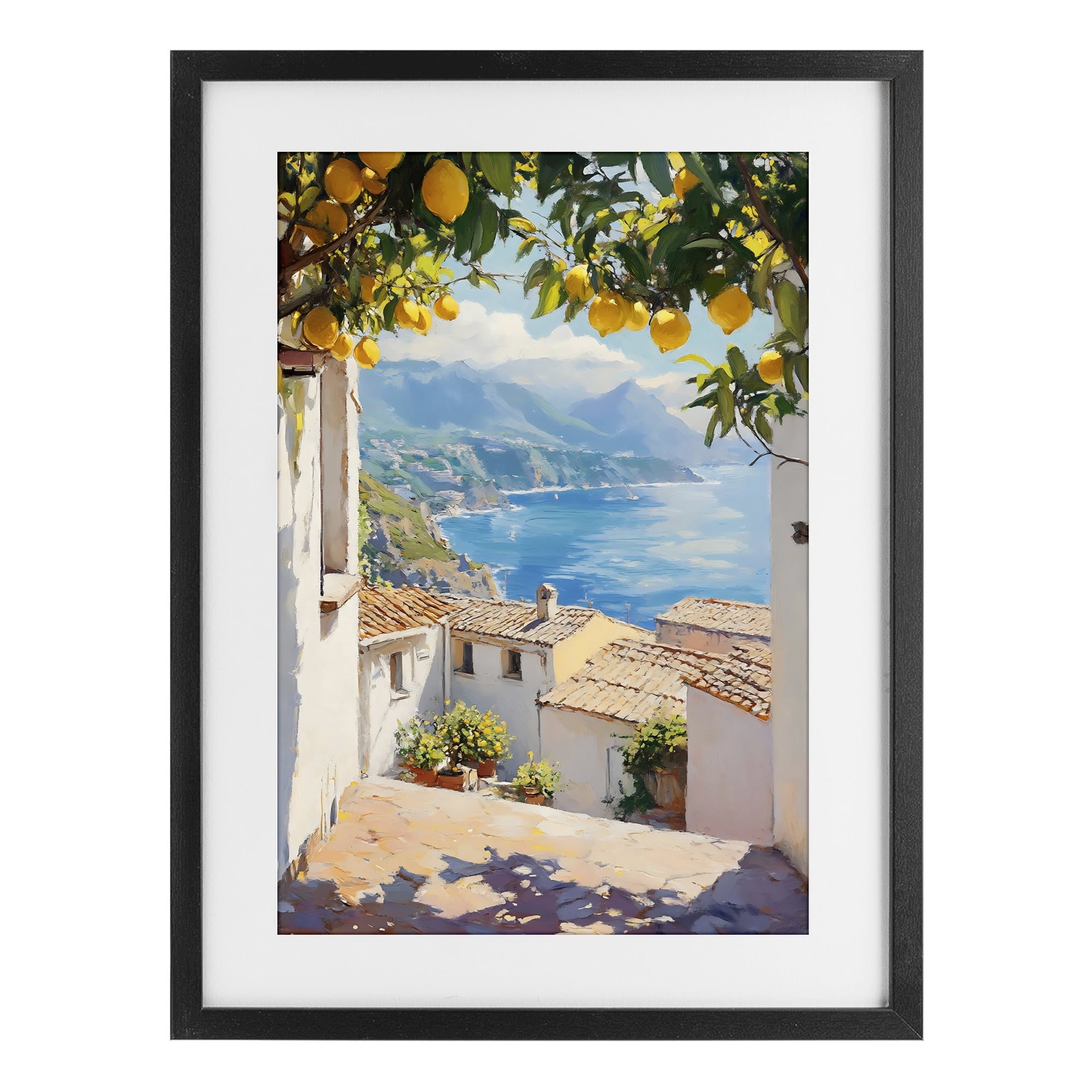 Stupell Industries Amalfi Coast Lemon Overhang Black Framed Print Under Glass, design by LSR Design Studio