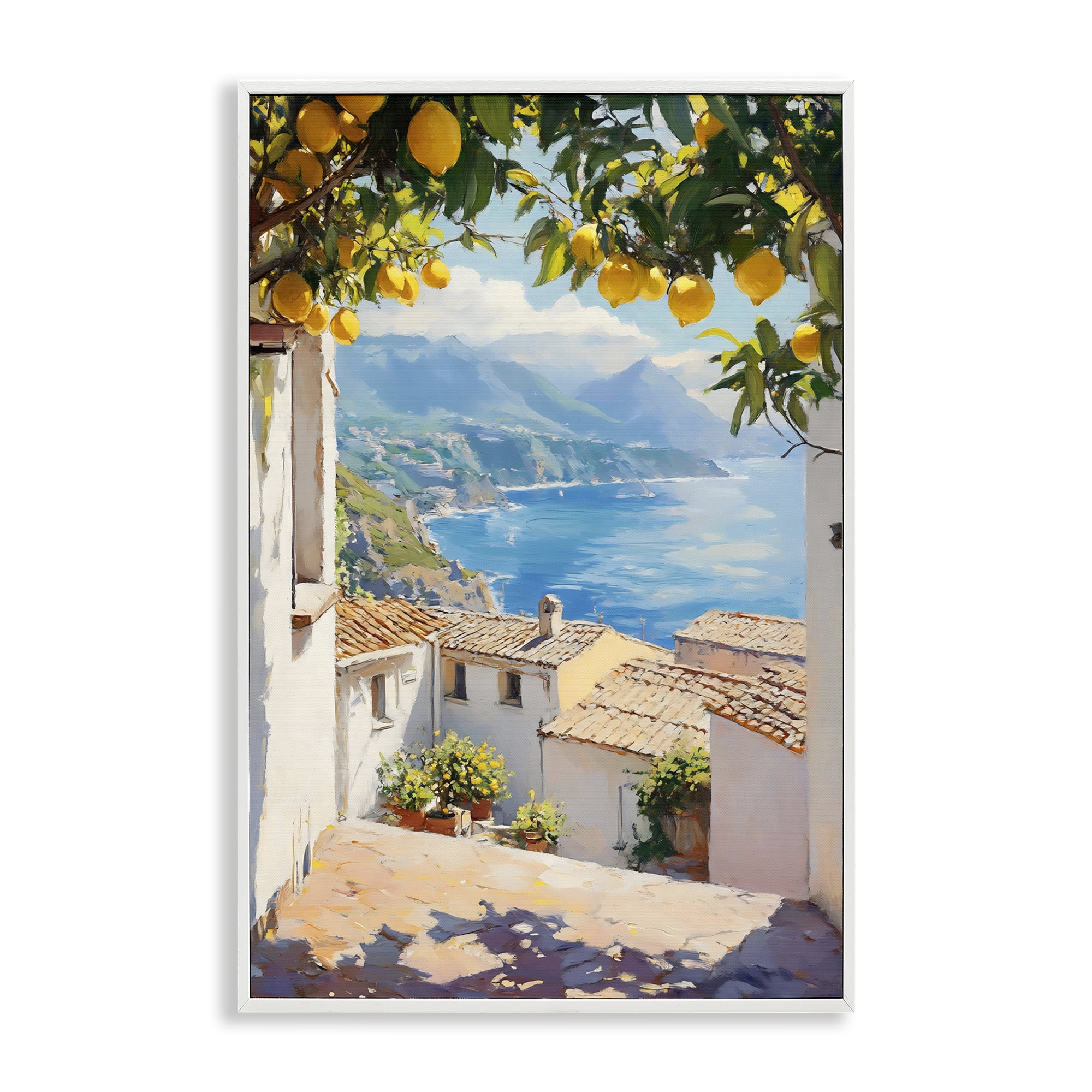 Stupell Industries Amalfi Coast Lemon Overhang White Framed Giclee Art, design by LSR Design Studio