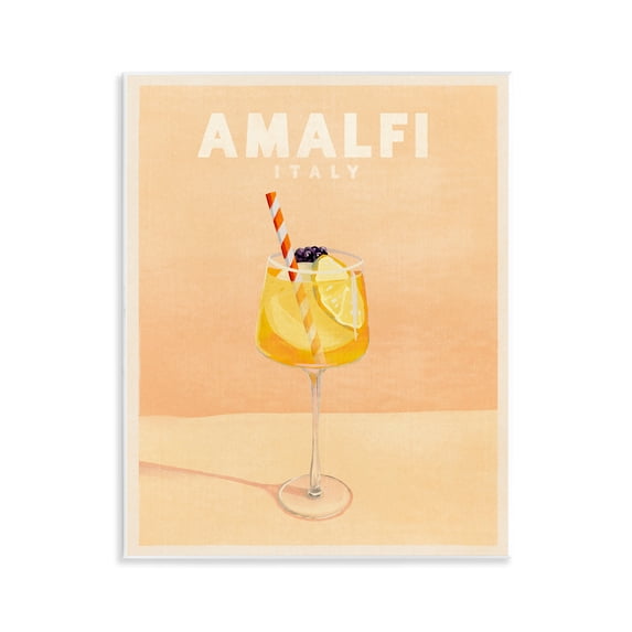 Stupell Industries Amalfi Italy with Cocktail Food & Beverage Painting Unframed Art Print Wall Art, 11 x 14