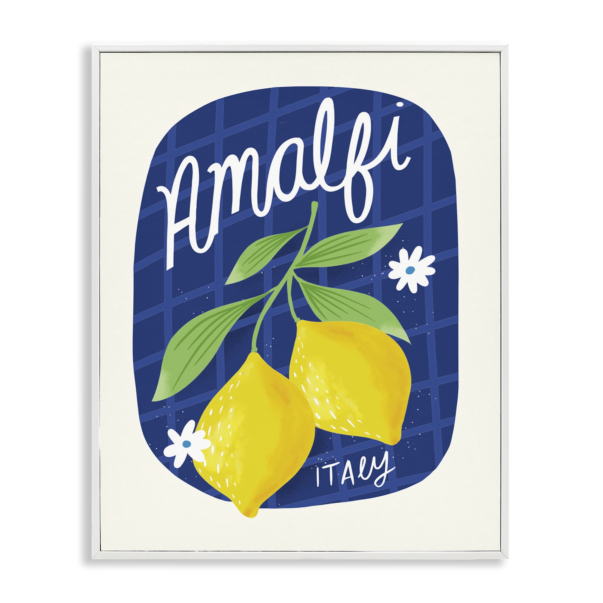 Stupell Industries Amalfi Lemons on Blue Food & Beverage Painting White Framed Art Print Wall Art, 16 x 20