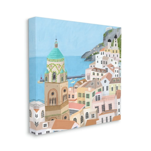Stupell Industries Amalfi Traditional Italian Architecture Coastal Cliffside Cityscape Travel & Places Painting Gallery Wrapped Canvas Print Wall Art, 24 x 24