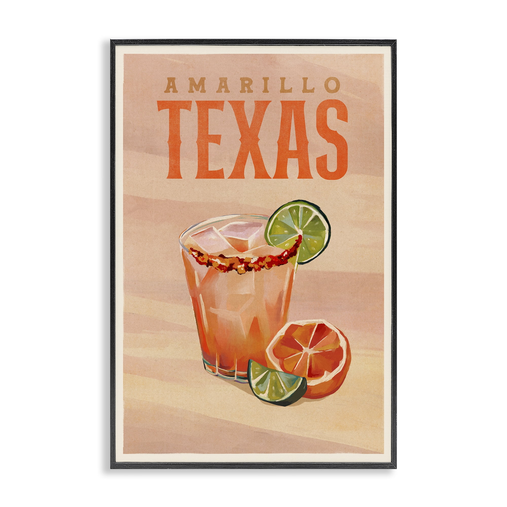 Stupell Industries Amarillo Texas Cocktail Food & Beverage Painting Black Framed Art Print Wall Art, 16 x 24