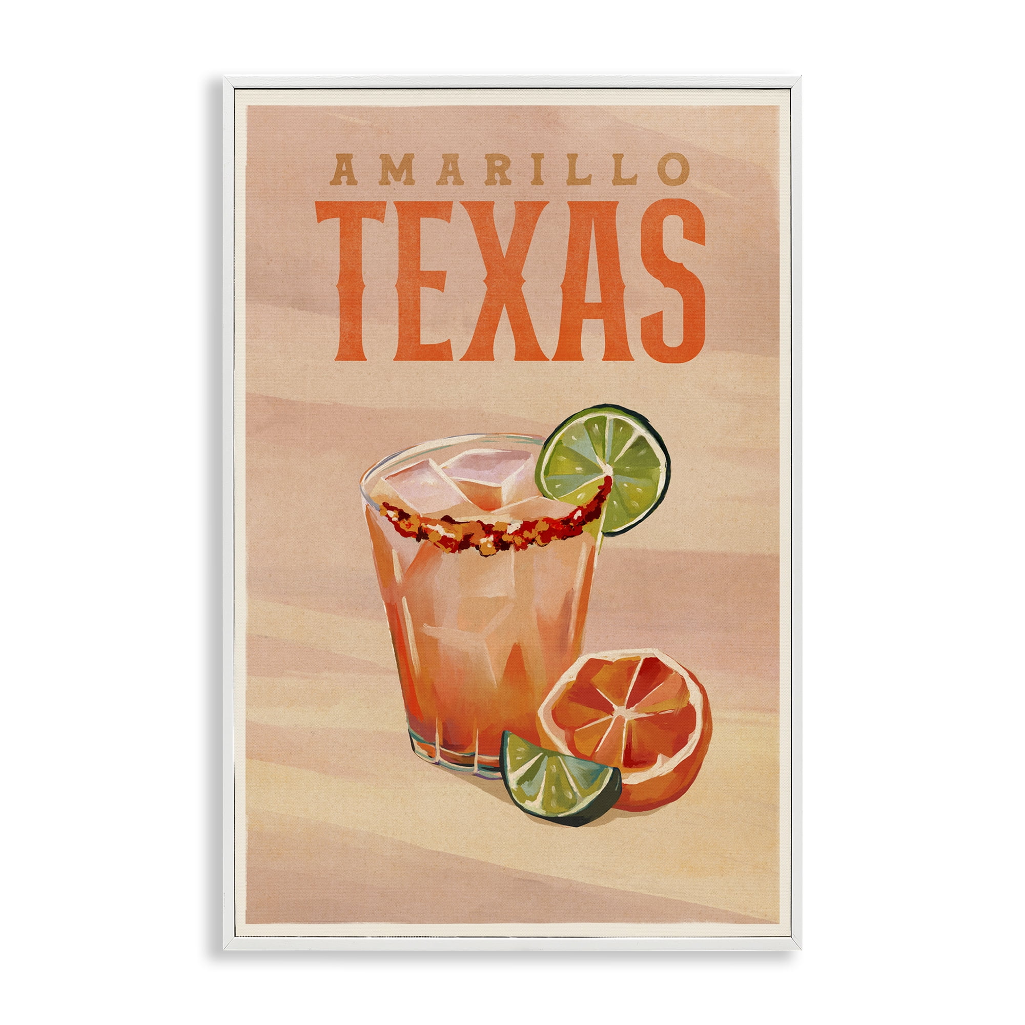 Stupell Industries Amarillo Texas Cocktail Food & Beverage Painting White Framed Art Print Wall Art, 20 x 30