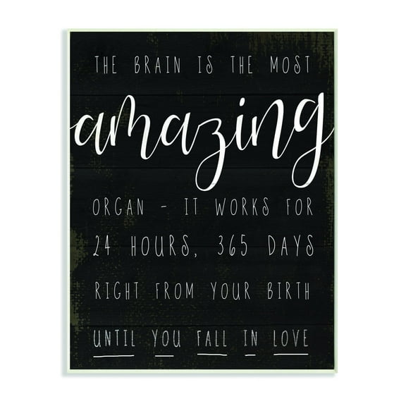 Stupell Industries Amazing Brain Love Black And White Inspirational Word Design Wall Plaque by Daphne Polselli
