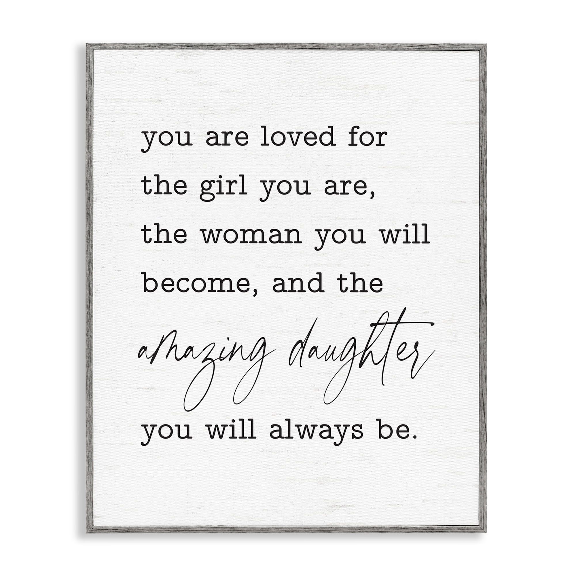 Stupell Industries Amazing Daughter Sentiment Text & Numbers Painting Gray Framed Art Print Wall Art, 16 x 20