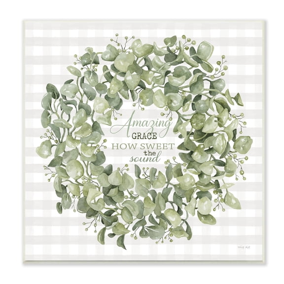Stupell Industries Amazing Grace How Sweet Lush Green Plant Wreath, 12 x 12, Design by Cindy Jacobs