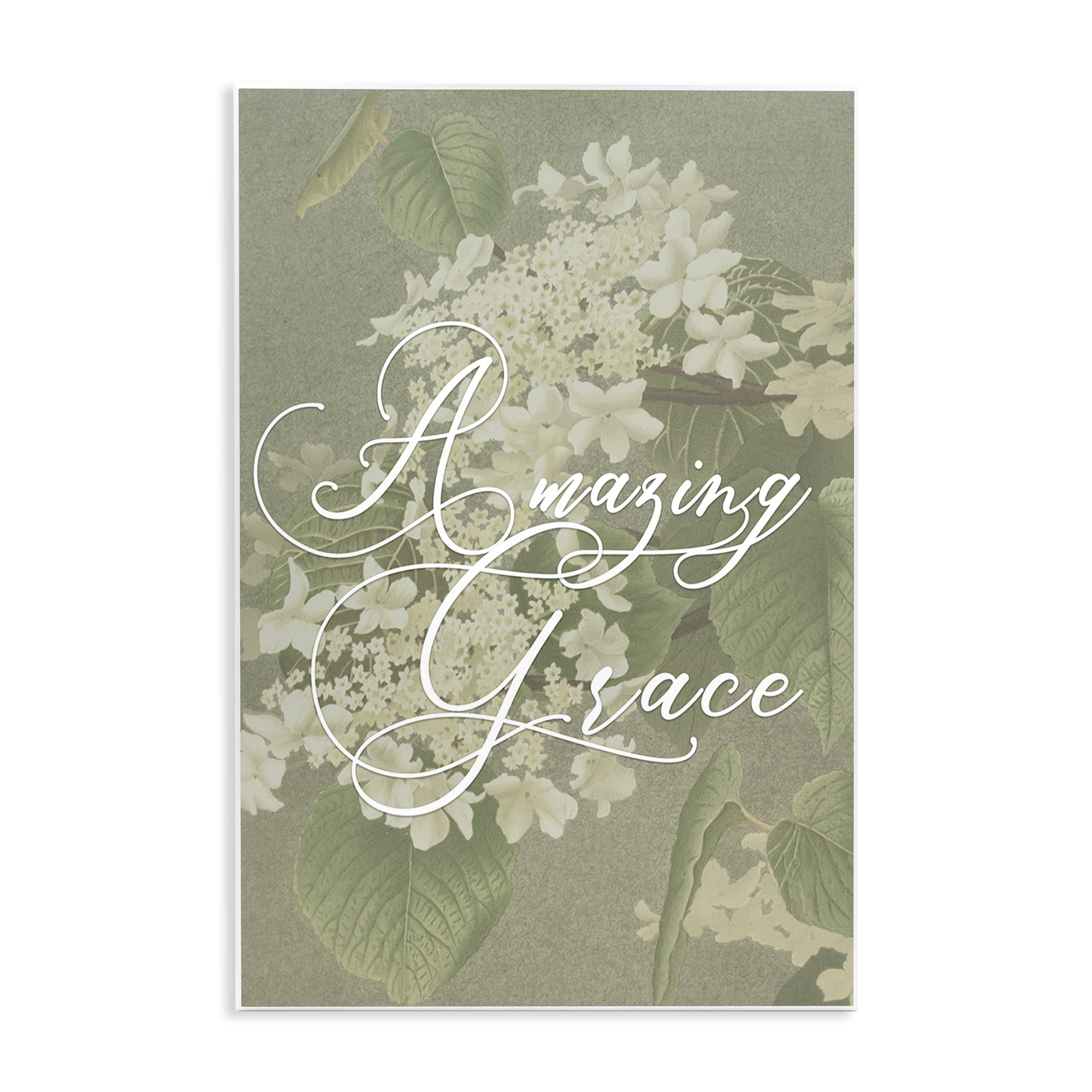 Amazing Grace Phrase Vintage White Flower Blossoms Wall Plaque Art, 10 x 15, By Lil' Rue