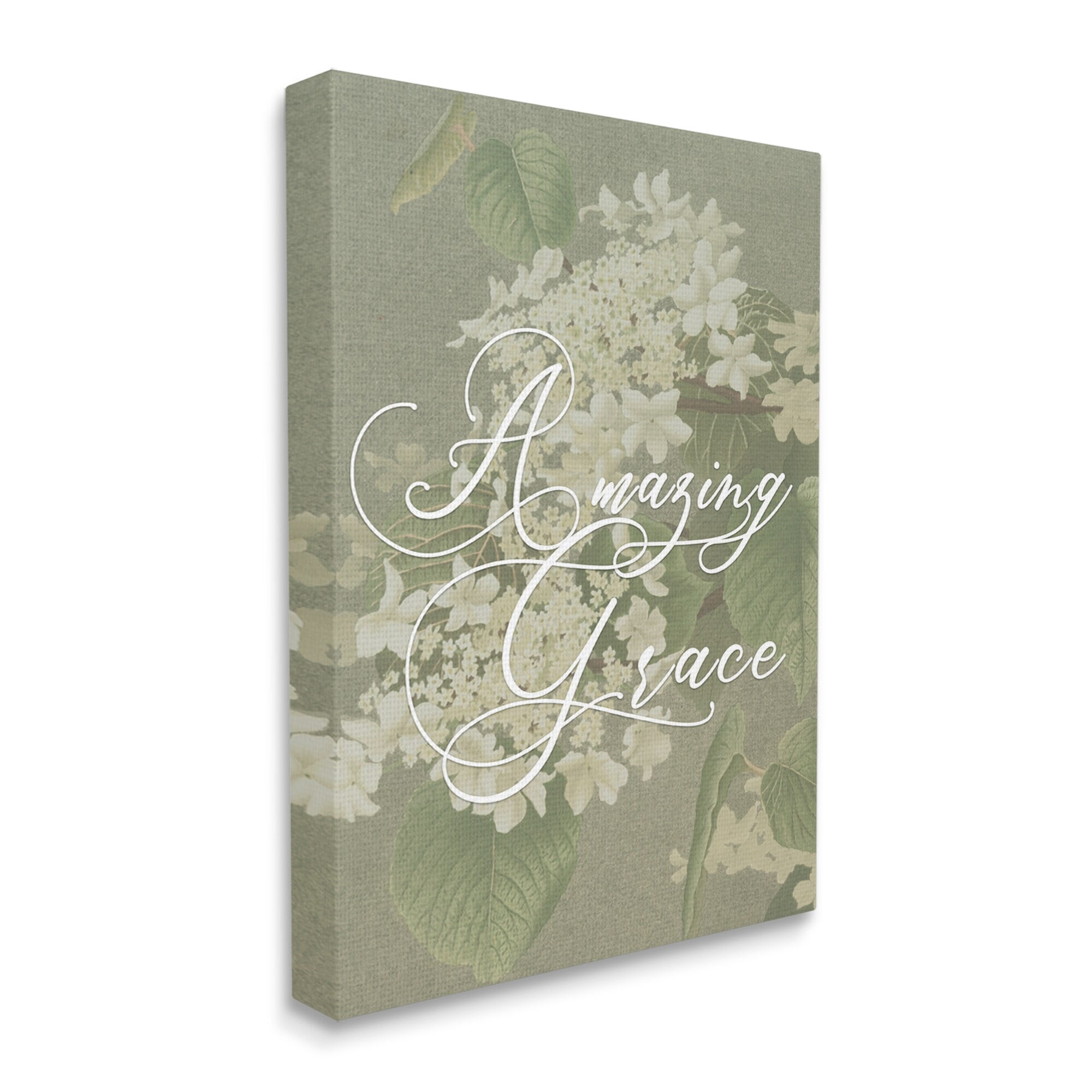 Amazing Grace Phrase Vintage White Flower Blossoms Canvas Art, 24 x 30, By Lil' Rue