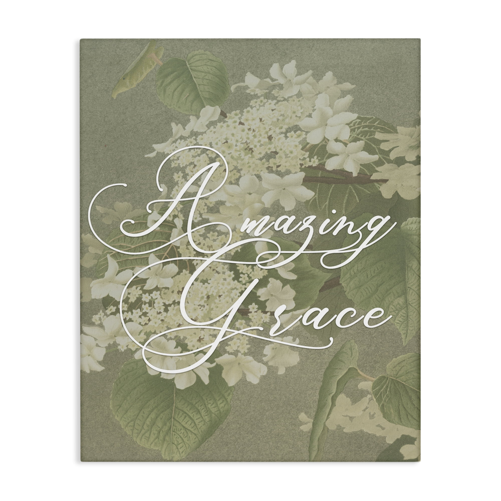 Amazing Grace Phrase Vintage White Flower Blossoms Canvas Art, 30 x 40, By Lil' Rue