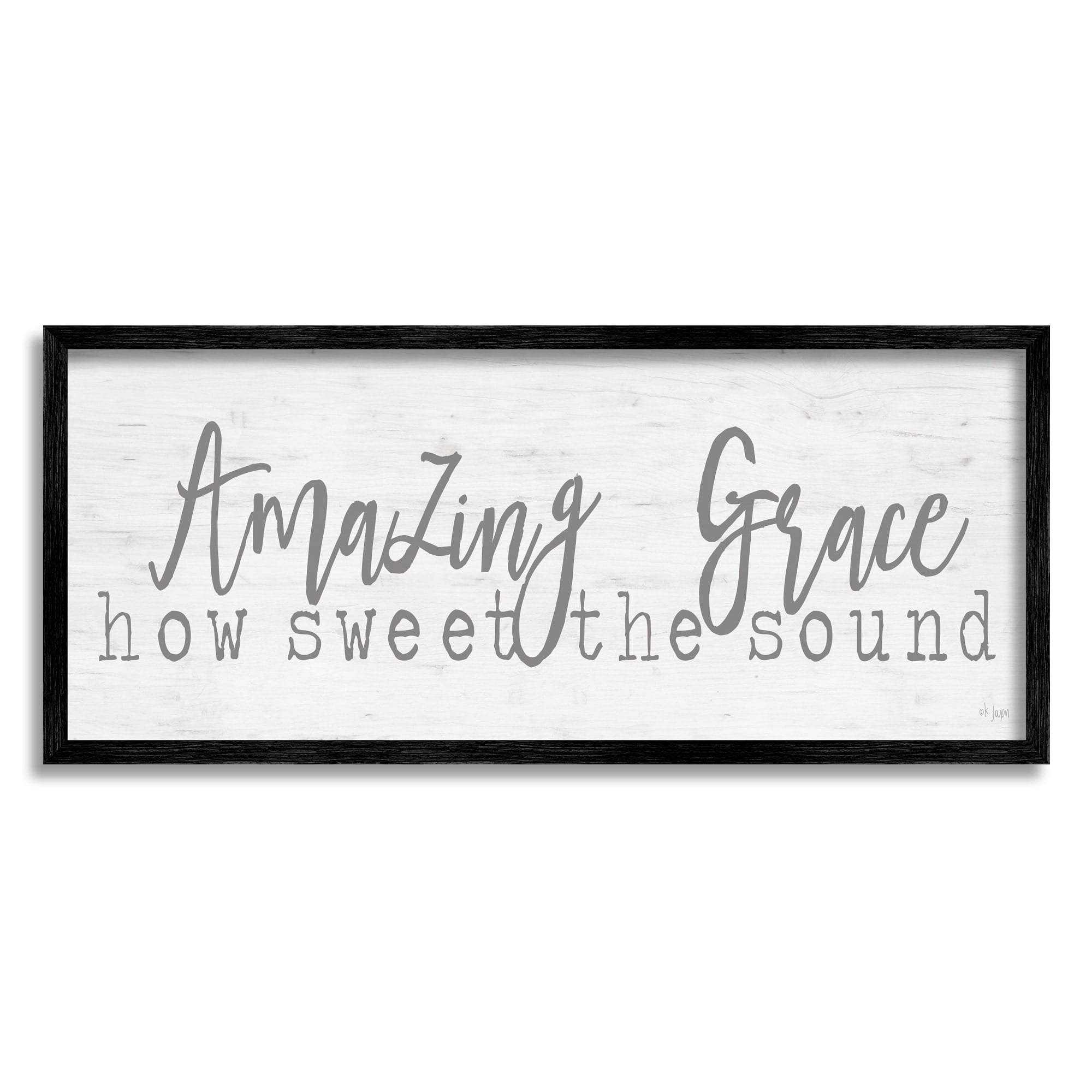 Amazing Grace Black Framed Wood Grain Wall Art, 24" x 10"