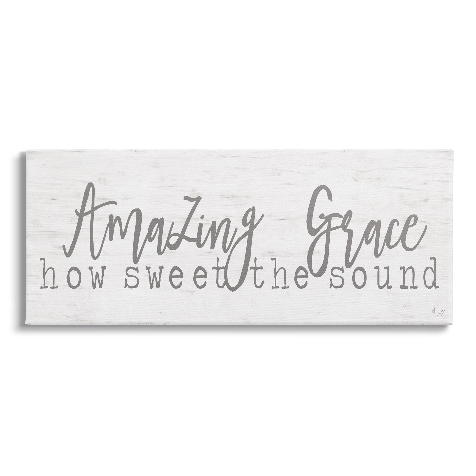 Stupell Industries Amazing Grace Spiritual Christian Phrase Grain Pattern Graphic Art Gallery Wrapped Canvas Print Wall Art, Design by Jaxn Blvd.