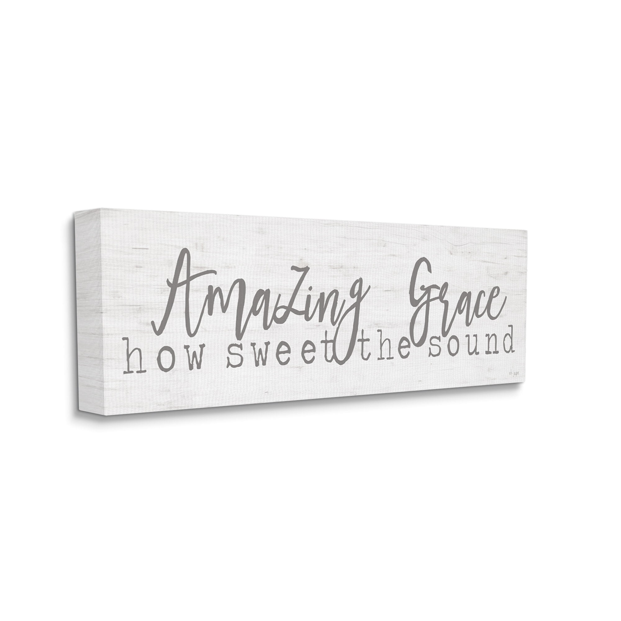 Stupell Industries Amazing Grace Spiritual Christian Phrase Grain Pattern Graphic Art Gallery Wrapped Canvas Print Wall Art, Design by Jaxn Blvd.