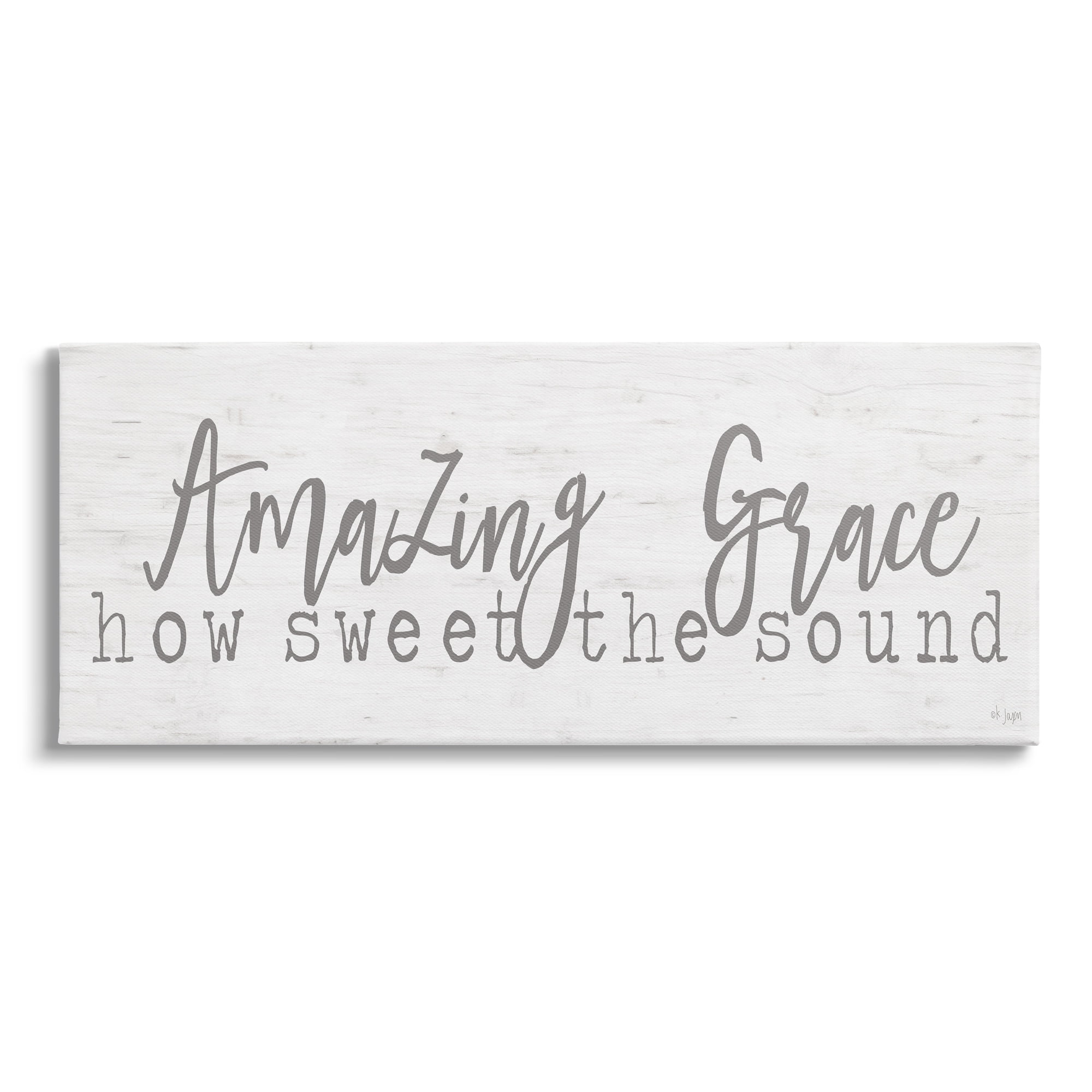 Stupell Industries Amazing Grace Spiritual Christian Phrase Grain Pattern Graphic Art Gallery Wrapped Canvas Print Wall Art, Design by Jaxn Blvd.