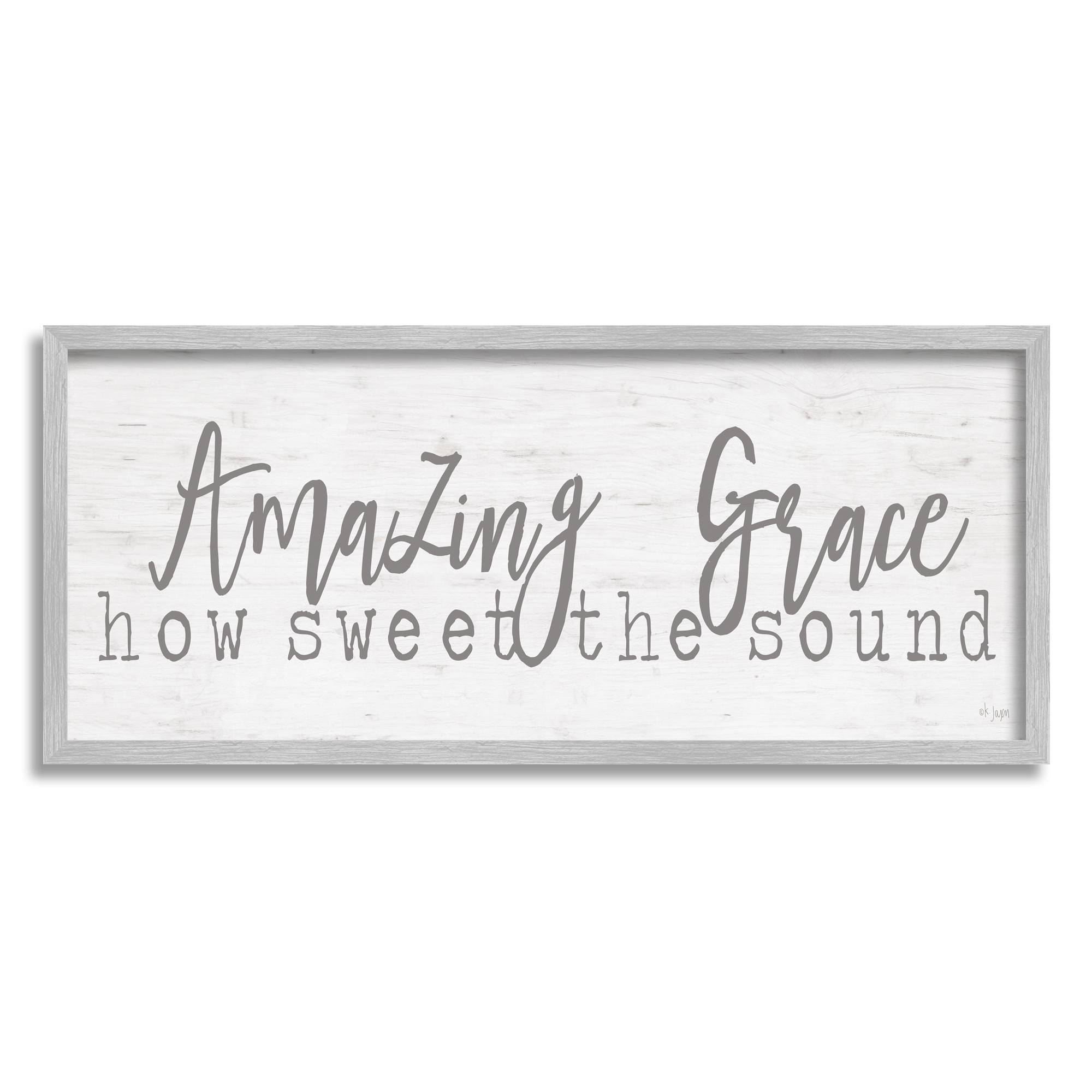 Stupell Industries Amazing Grace Spiritual Christian Phrase Grain Pattern Graphic Art Gray Framed Art Print Wall Art, Design by Jaxn Blvd.
