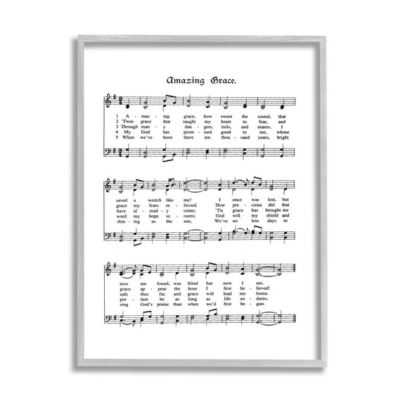 Stupell Industries Amazing Grace Vintage Sheet Music, 24 x 30,Design by Lettered and Lined