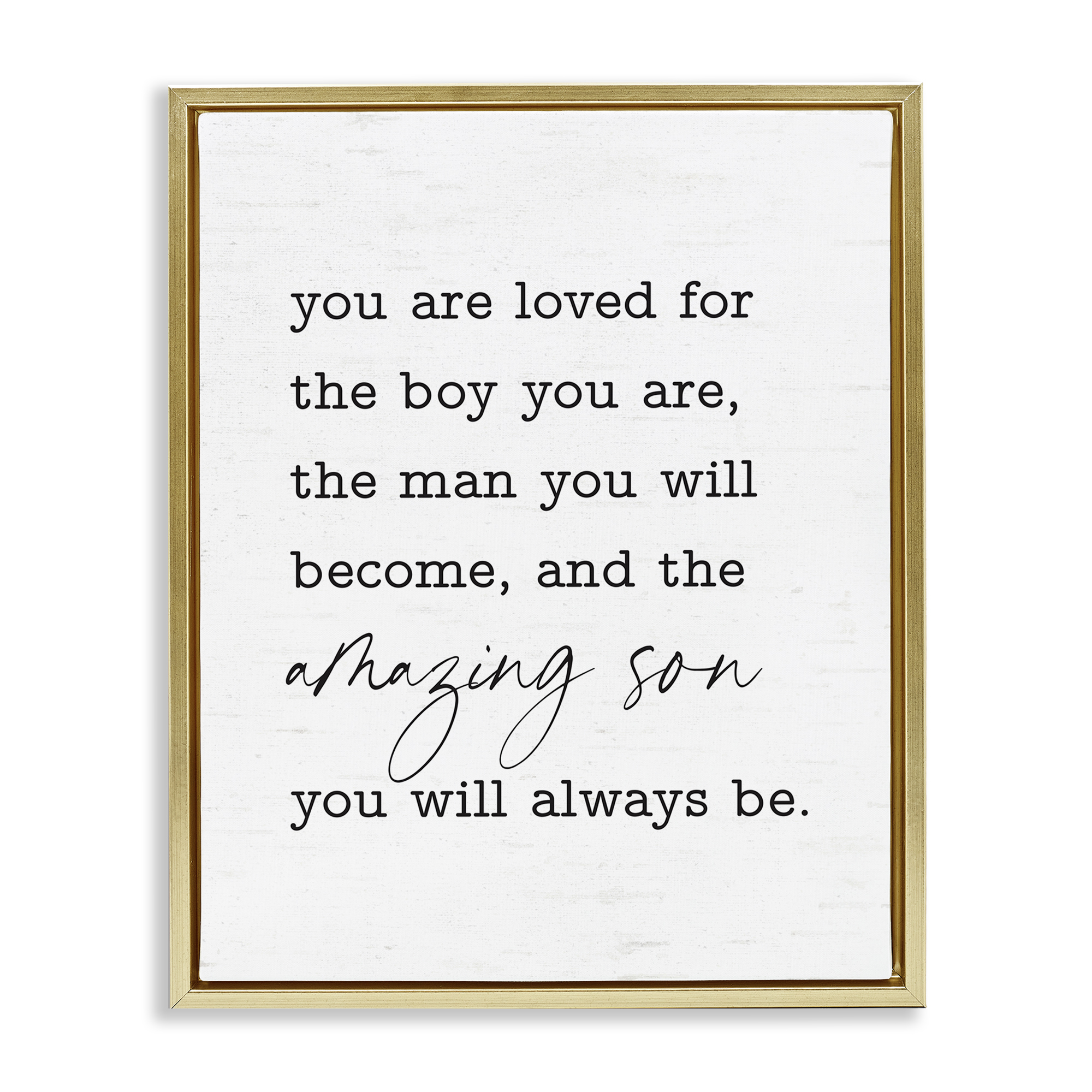 Stupell Industries Amazing Son Sentiment Text & Numbers Painting Gold Floater Framed Canvas Art Print Wall Art, 25 x 31