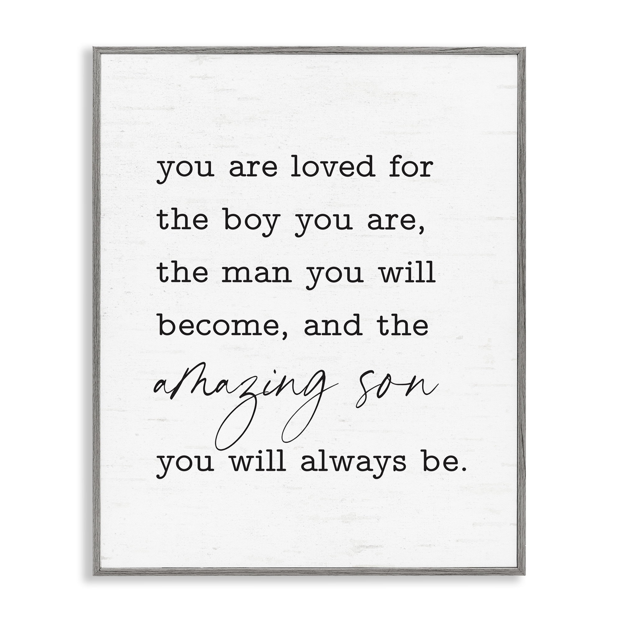 Stupell Industries Amazing Son Sentiment Text & Numbers Painting Gray Framed Art Print Wall Art, 24 x 30