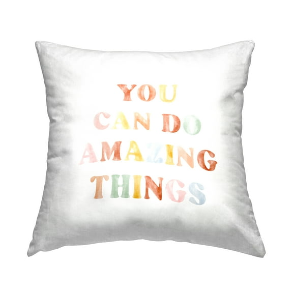 Stupell Industries Amazing Things Alternating Pastels Motivational Phrase Design by Daphne Polselli Throw Pillow
