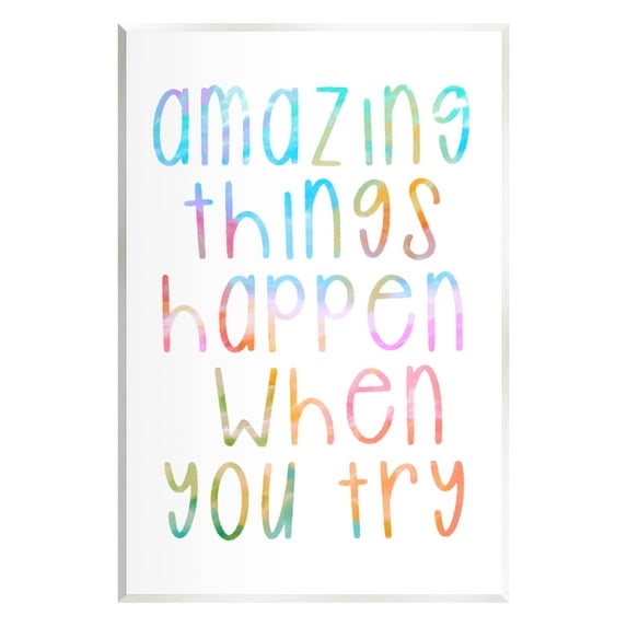 Stupell Industries Amazing Things Happen Phrase Graphic Art Unframed Art Print Wall Art, Design by Lil' Rue