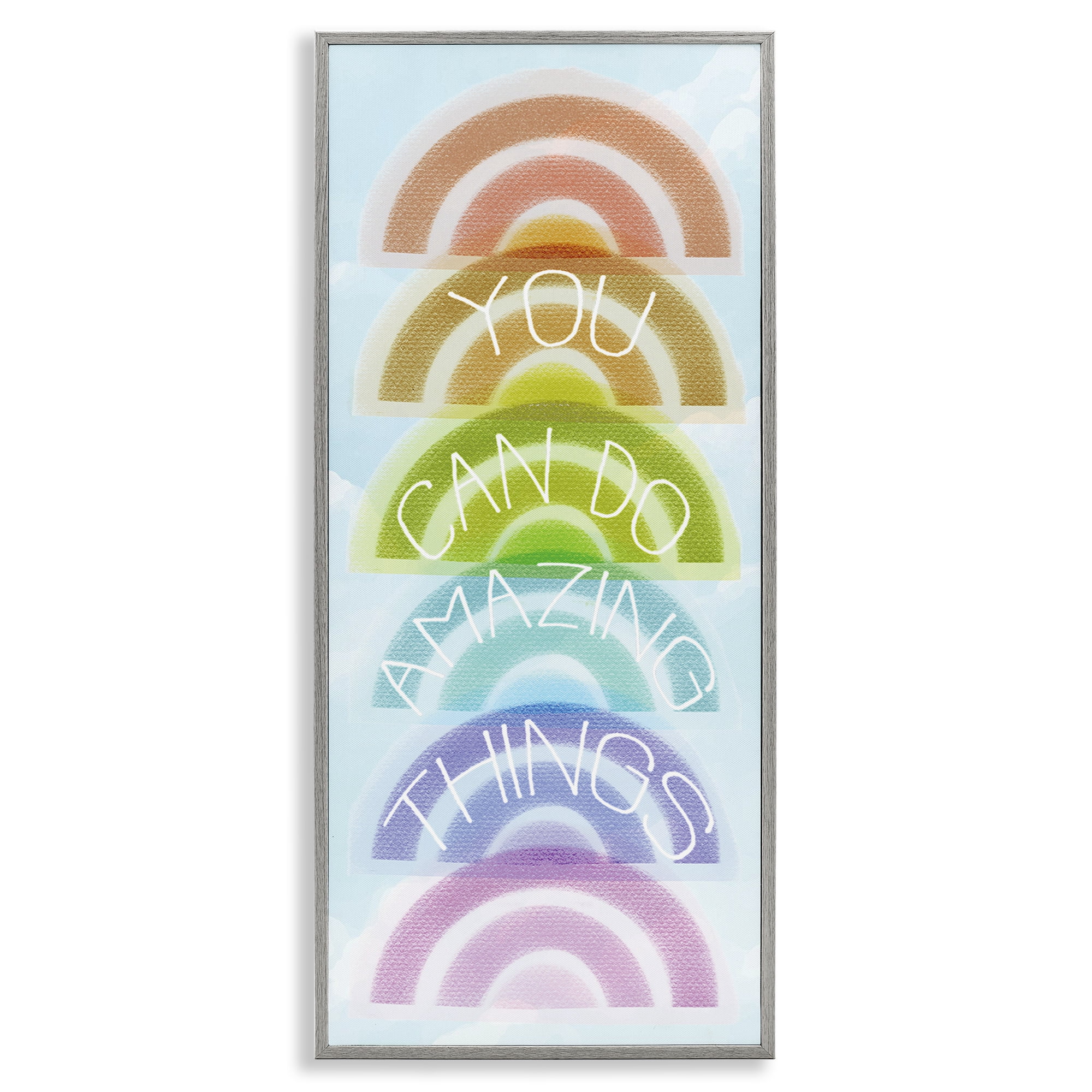 Stupell Industries Amazing Things Rainbow Encouragement Gray Framed Giclee Art, design by Lil' Rue